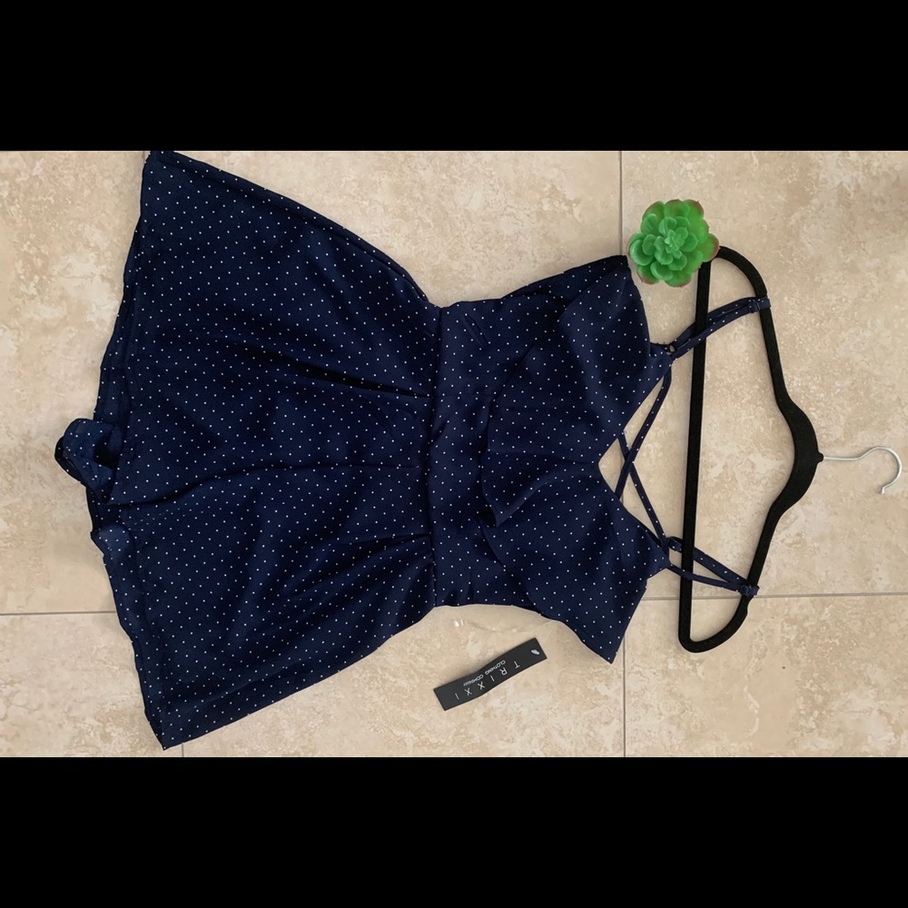 Navy blue w/polka dot romper